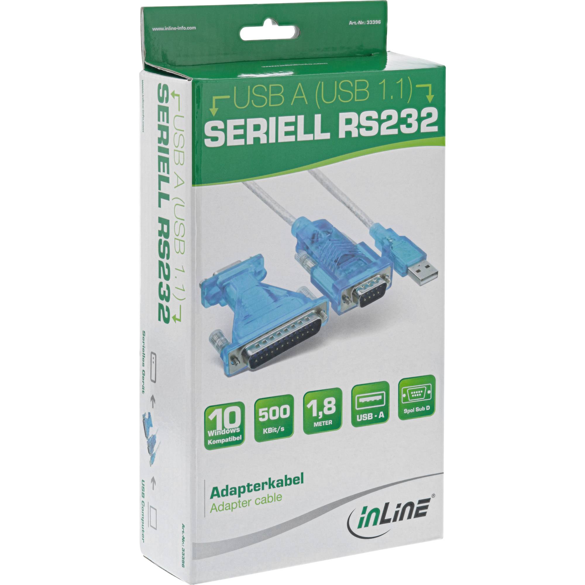 InLine® USB-naar-serieel-adapterkabel, USB male naar 9-pin male, met adapter-1