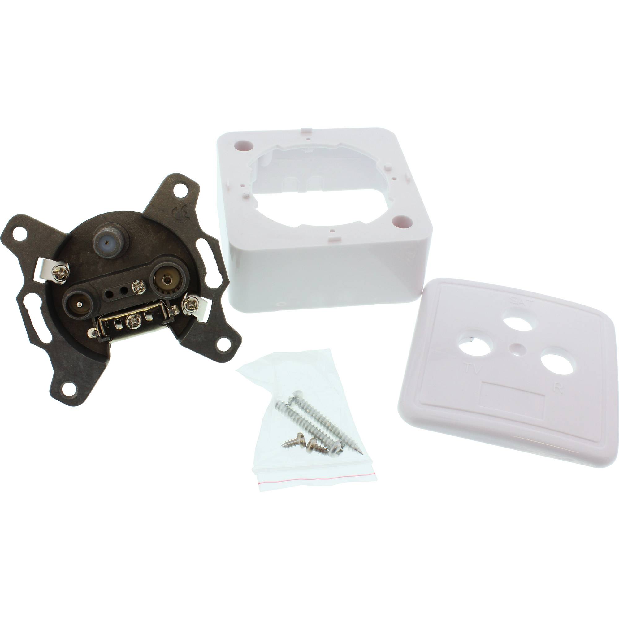 InLine® Antennecontactdoos + SAT, afgeschermd, AP/UP - Set-1