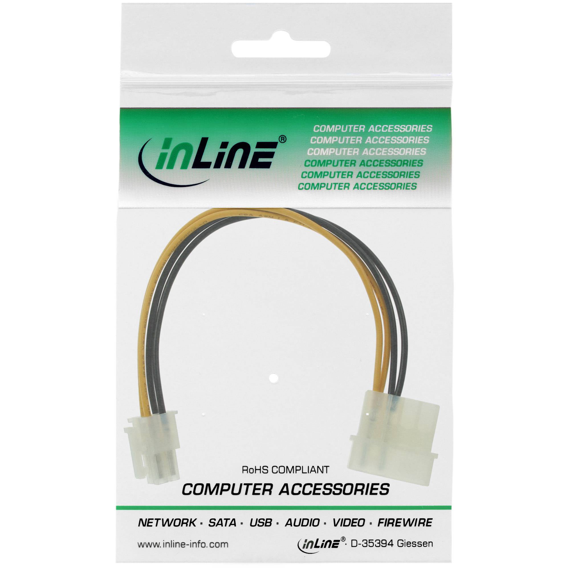 InLine® Interne power adapter, 4-pin voedingseenheid naar 4-pin, 0,20m-1