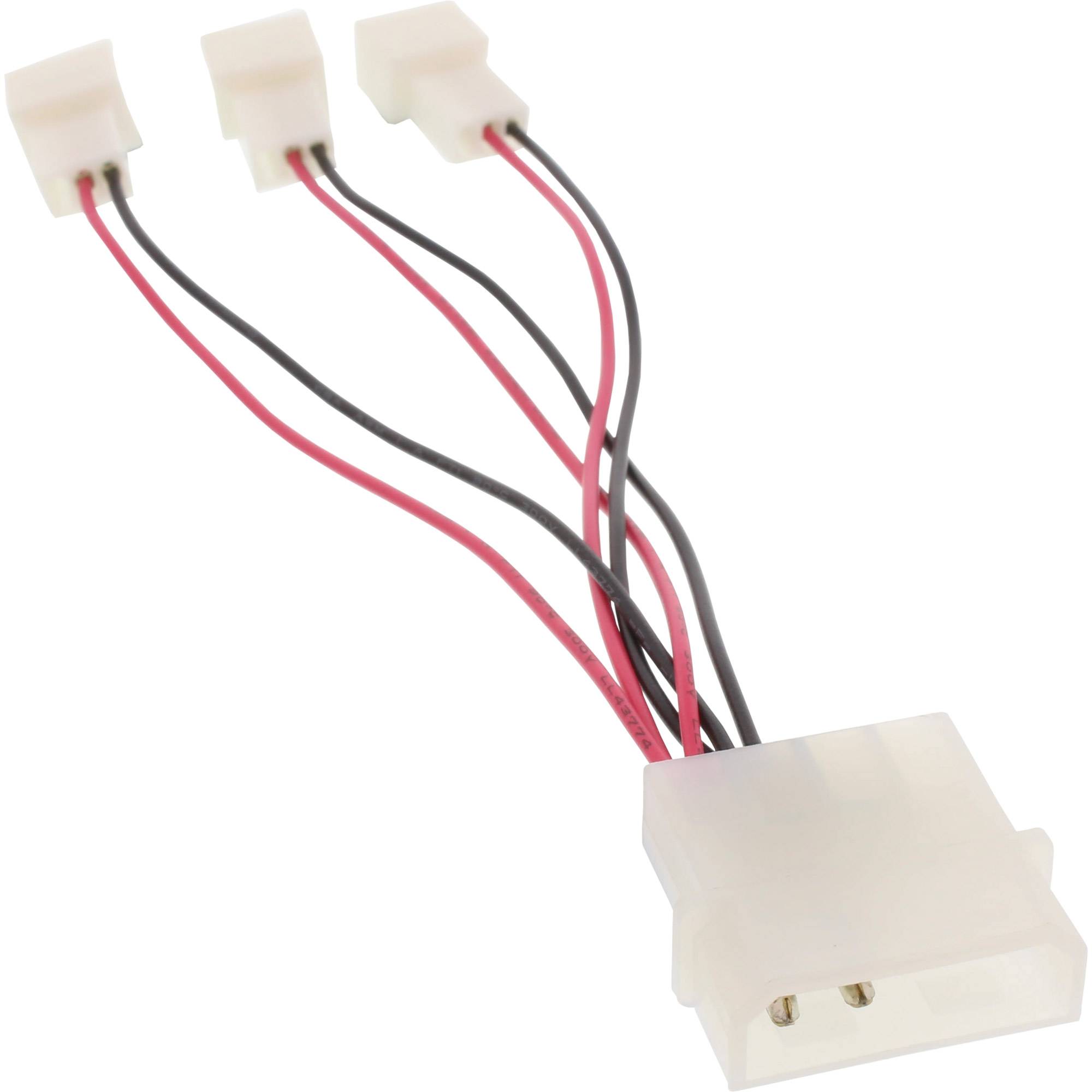 Molex (m) - 3x 3-pins Case Fan 5V (m) voedingskabel - 0,15 meter-1