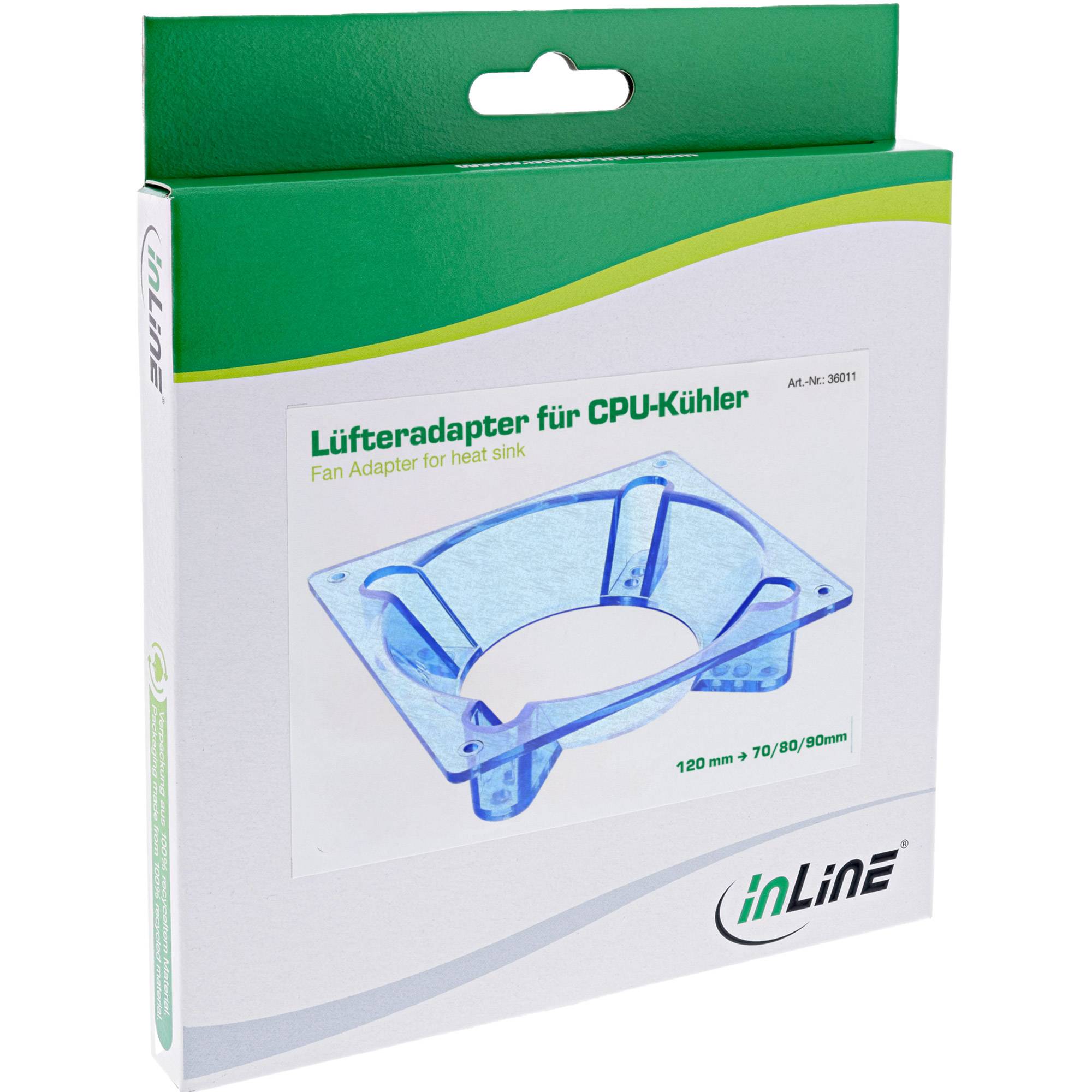InLine® Ventilator adapter, 120mm op 70/80/90mm, voor warmteafvoer, acryl-1