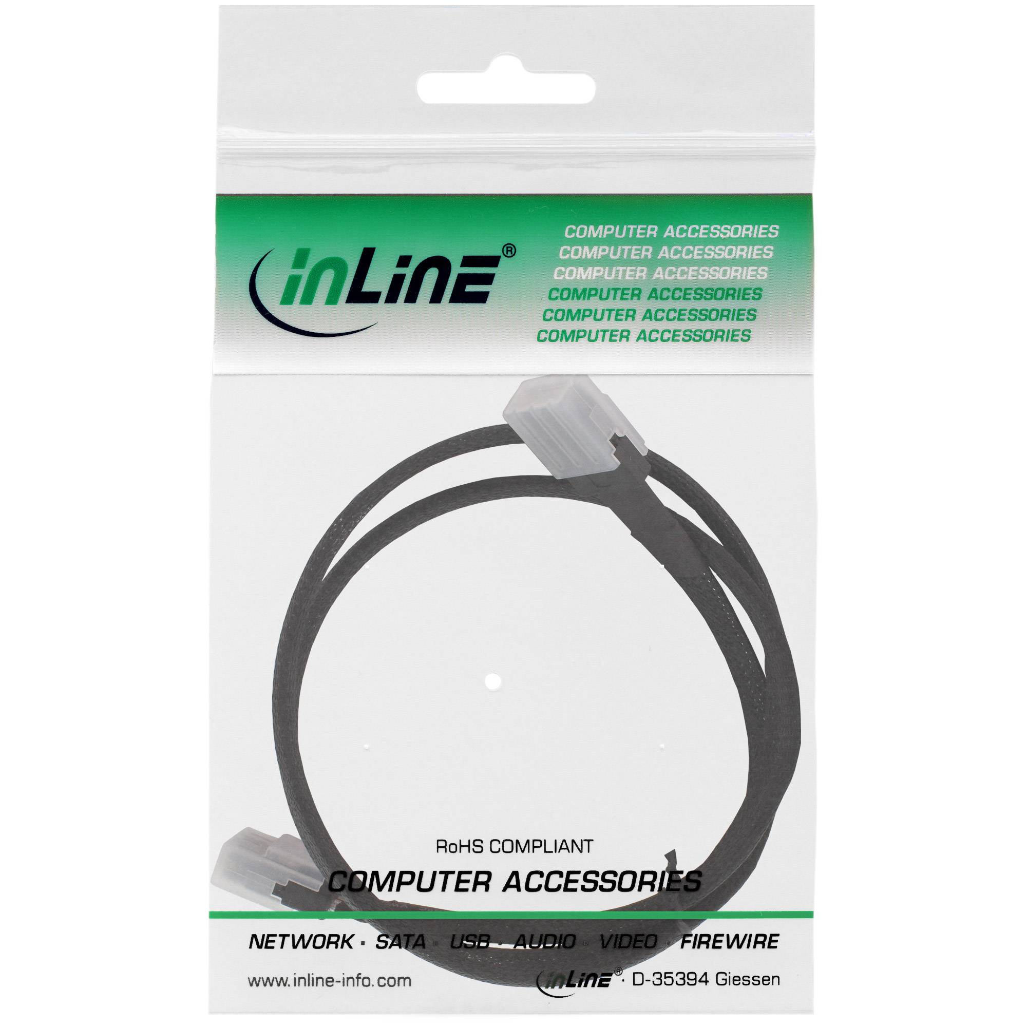 InLine® SAS kabel intern, Mini SAS SFF-8087/Mini-SAS SFF-8087, met zijband, 1m-1