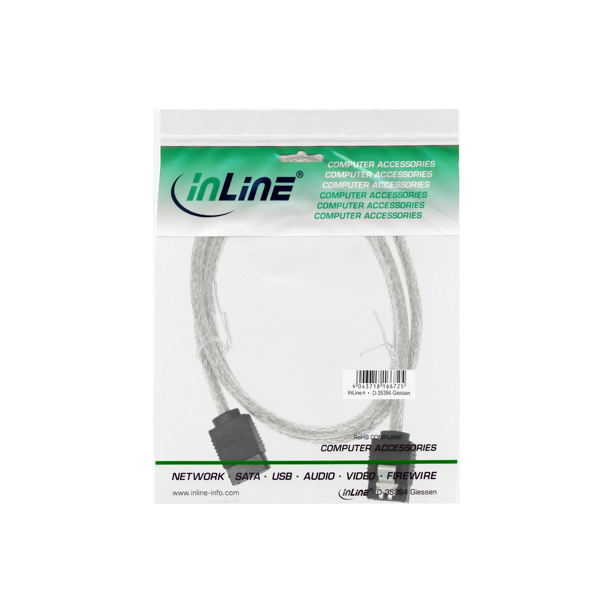 SATA datakabel - rond - SATA600 - 6 Gbit/s / transparant - 0,50 meter-1