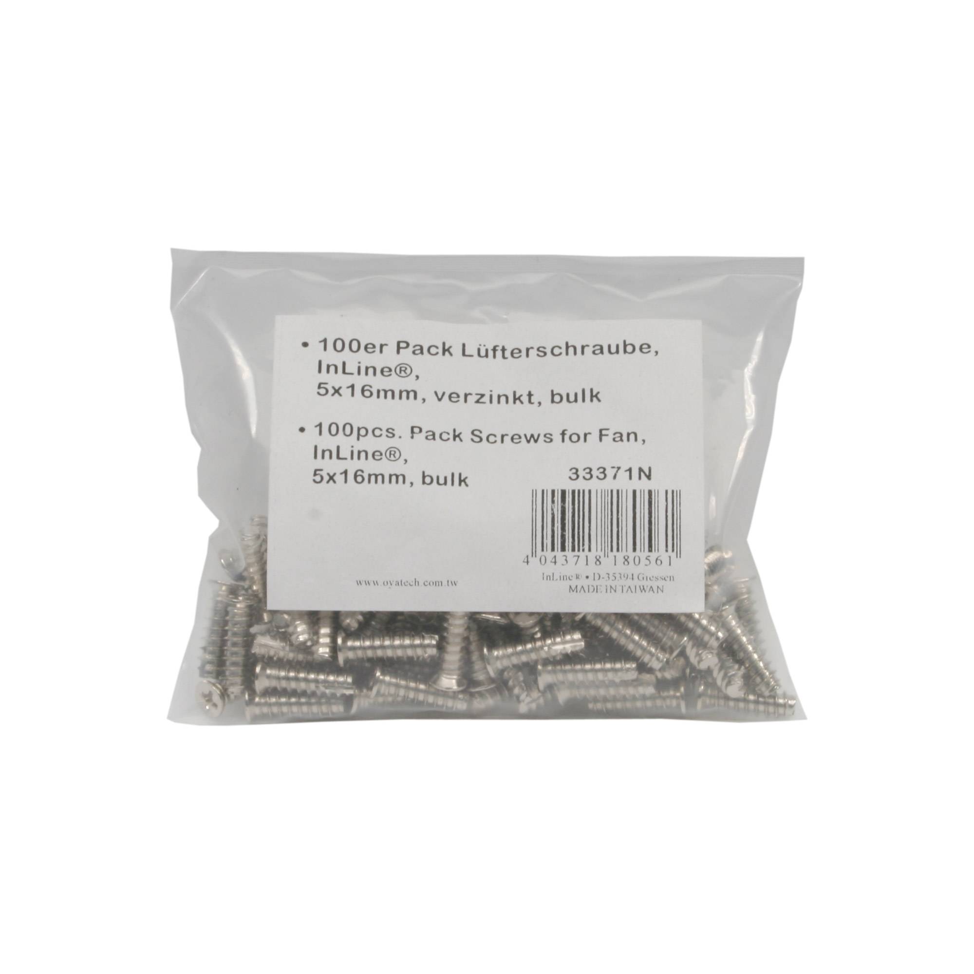 100er Pack Lüfterschraube, InLine®, 5x16mm, vernickelt (33371N)-1