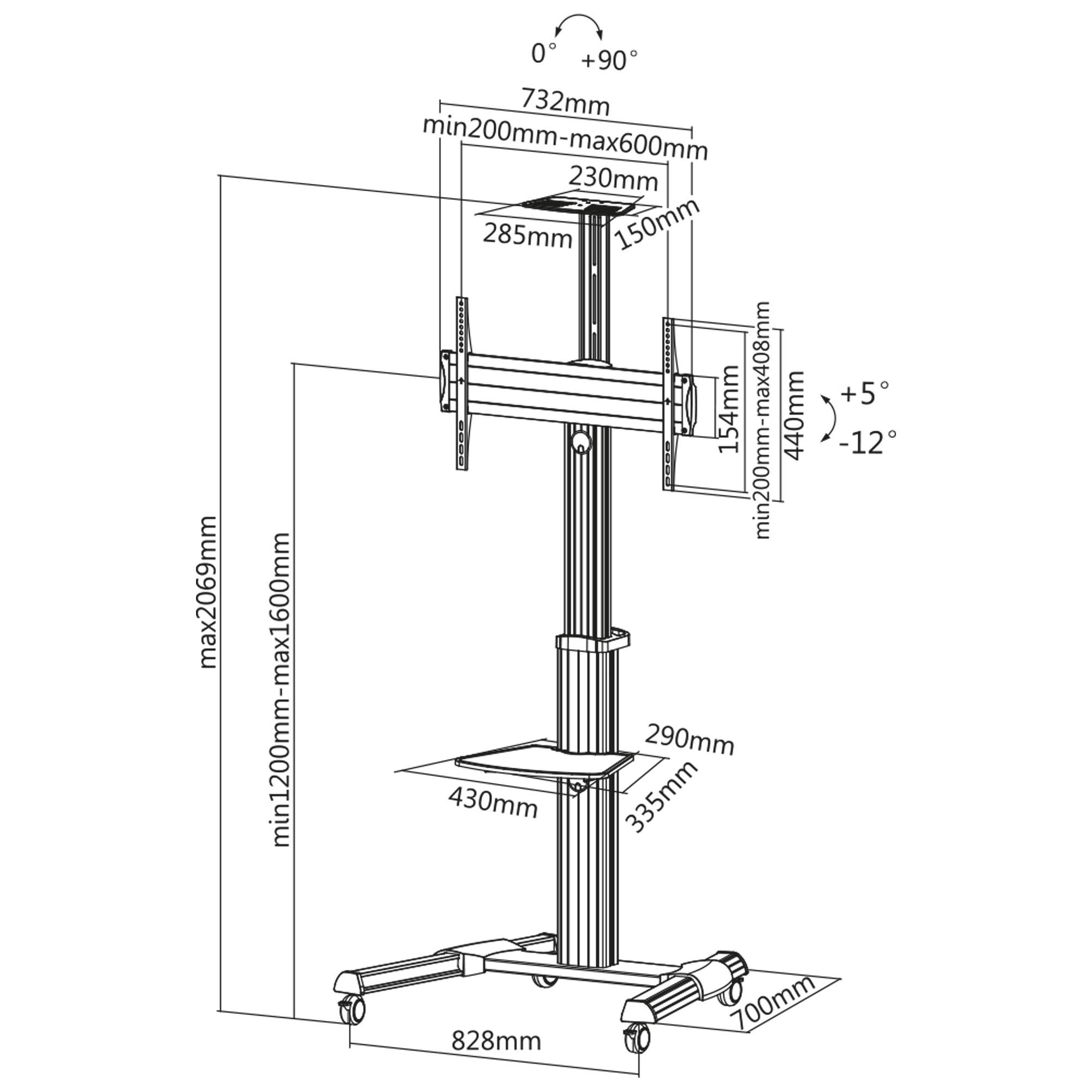 InLine® TV trolley, voor beeldschermen 37"-70" (94-178 cm), max. 50 kg-1