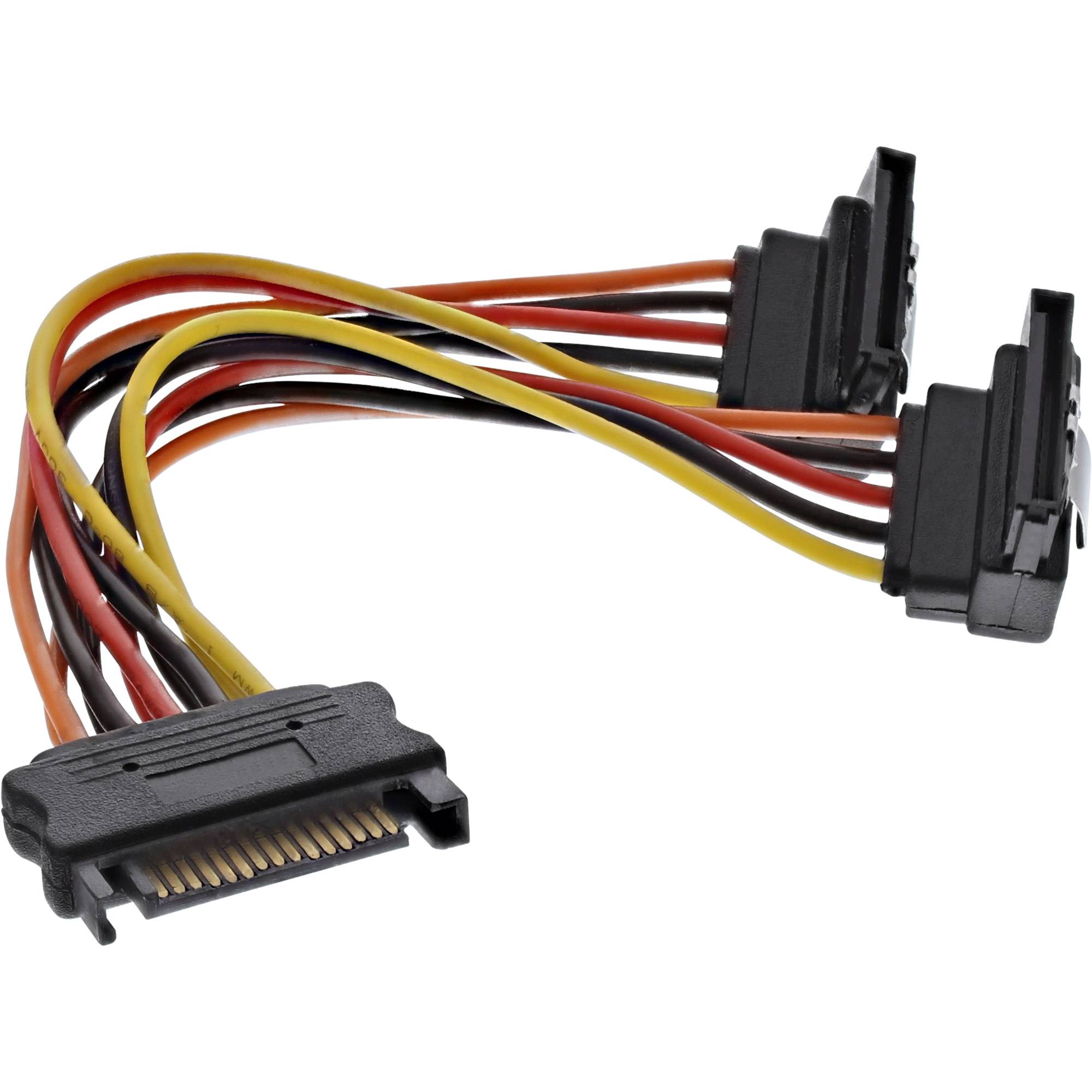 InLine® SATA power Y-kabel, SATA female/2x SATA male, + veiligheidslipjes, 0,30m-0