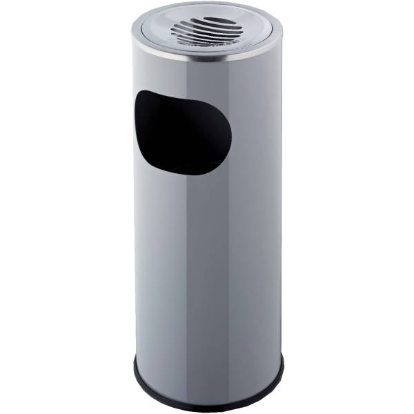 helit Standascher, rund, mittelgrau, Durchmesser: 340 mm Höhe: 490 mm, aus Metall, mit Abfallbehälter, Einwurf- (H25160-0