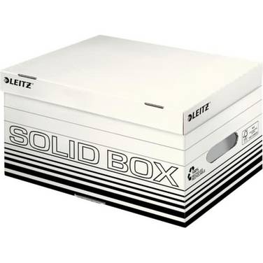 LEITZ Archiefdoos Met Scharnierdeksel Solid S, Wit/Zwart, 10 Stuks (6117-00-01)