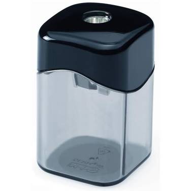 M+R Sharpener vierkant Mg eenvoudige blikslijper zwart/rookgrijs 1 stuk.