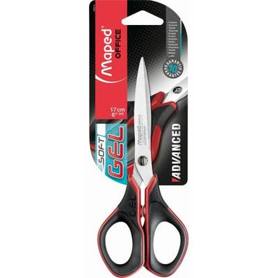 Maped 3154144962100 Maped Office - schaar Advanced Softgel, ft 17 cm, rechts, scherpe punt, RVS, zwart/rood, blister-0