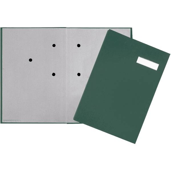 Unterschriftsmappen Leinen grün, Teilung: 20 Fächer, Einband: Leinen
