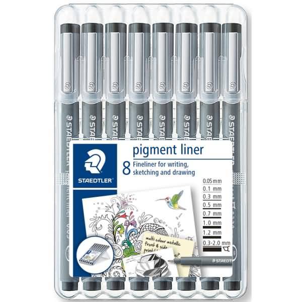 STAEDTLER pigmentliner zwart doos van 8 stuks-0