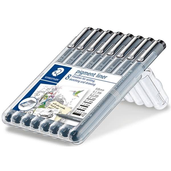 STAEDTLER pigmentliner zwart doos van 8 stuks-1