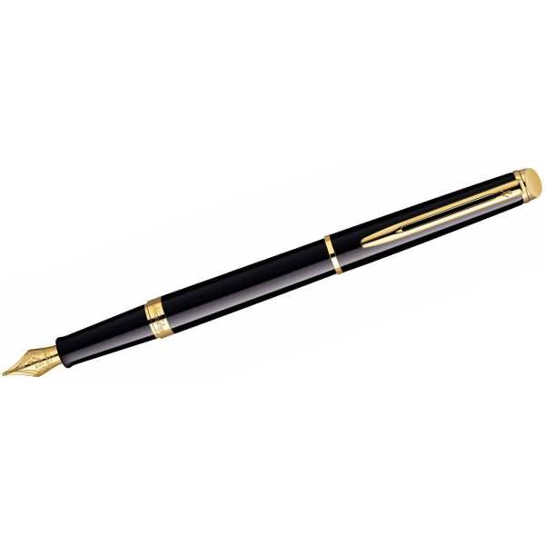 WATERMAN vulpen Hemisphere lakzwart GC M blauwe geschenkdoos
