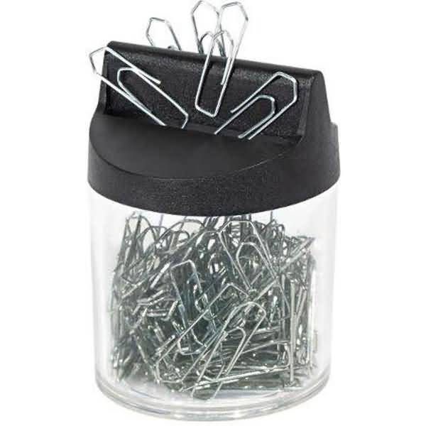 WEDO magnetische ronde paperclipdispenser, gevuld, 125 stuks, kantoorzilver