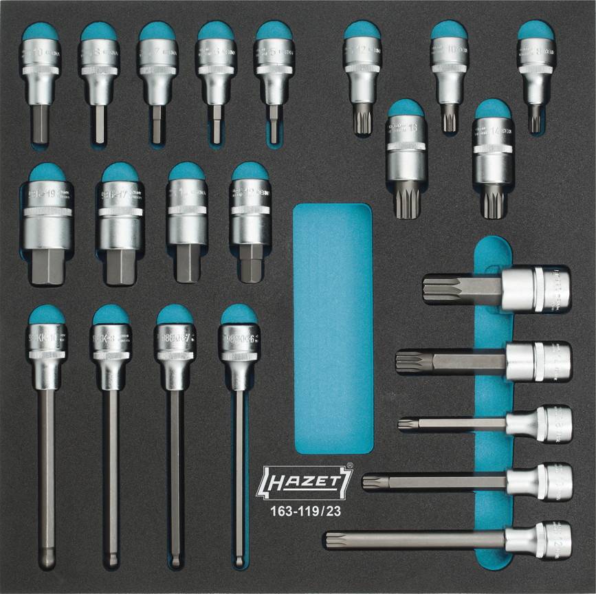 Hazet 163-119/23 163-119/23 Dopsleutel-bitinzetset 1/2" (12.5 mm) 23-delig
