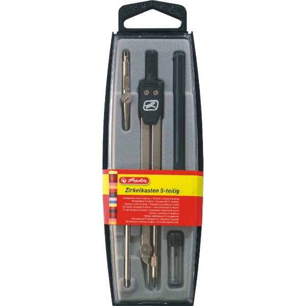 Herlitz kompasdoos zwart 5-delig-0