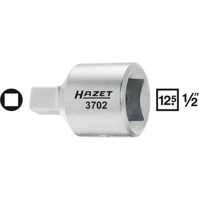 Metalen steeksleuteladapter met markering 'HAZET 3702', geschikt voor 1/2 inch vierkante aandrijving en 12,5 mm steeksleutel.