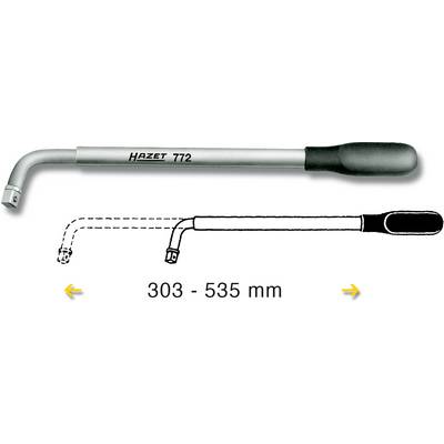 Telescoop-ratel 'Hazet 772', uittrekbaar van 303 tot 535 mm, met ergonomische handgreep en buigbare kop voor veelzijdig gebruik.