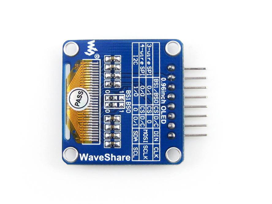 WAVESHARE WSH-9085 Display: OLED; 0,96"; 128x64; 33,5x33mm; geel-blauw; PIN: 8; 160° - 1 stuk-1