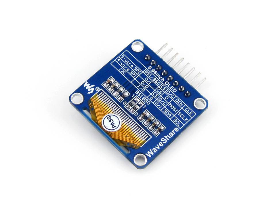 WAVESHARE WSH-9085 Display: OLED; 0,96"; 128x64; 33,5x33mm; geel-blauw; PIN: 8; 160° - 1 stuk-2