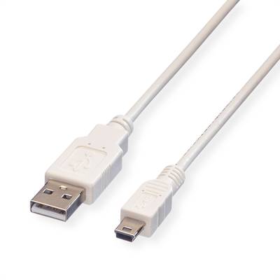 VALUE USB 2.0 kabel, type A - 5-Pin Mini, Typ A 5 Pin Mini , wit, 3 m