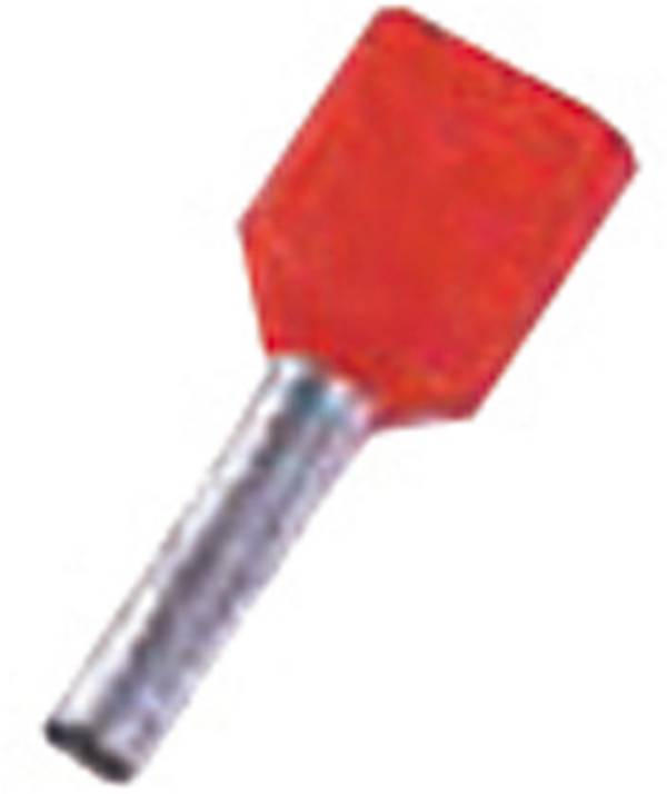 Intercable deels geïsoleerde tweeling adereindhuls 2x1mm² hulslengte 8mm rood Zak100st
