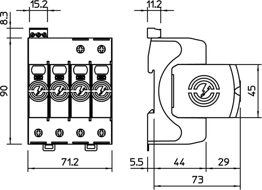 OBO BETTERMANN OBO-5095333 Overspanningsbegrenzer; Type 2; Polen: 3+NPE; 20kA; 280VAC; IP20 - 1 stuk-1