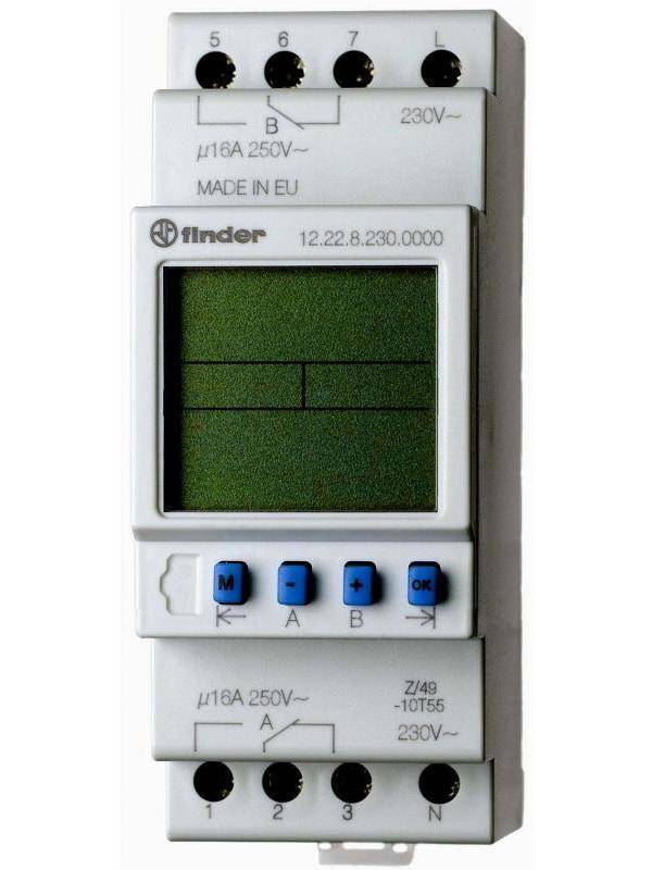 Finder 12.22.8.230.0000-5 Schakelklok voor DIN-rails 122282300000 230 V/AC Weekprogramma-0
