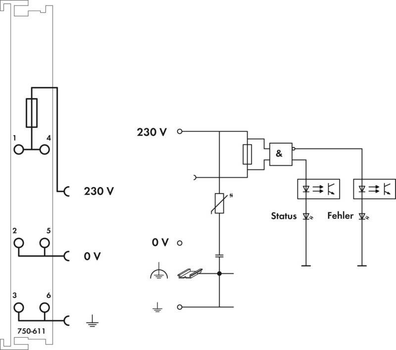 Potentiaalvoeding 230V AC Zekeringhouder lichtgrijs-2