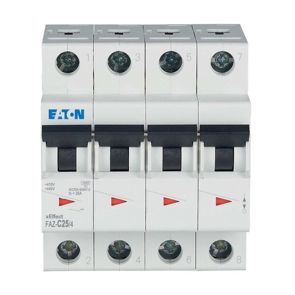 EATON ELECTRIC FAZ-C25/4 Installatieautomaat; 230/400VAC; Inom: 25A; Polen: 4; op DIN-rail - 1 stuk-1