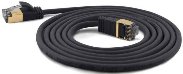 Wantec patchkabel SSTP CAT7 Ste. CAT6a d=4mm 0,25m zwart
