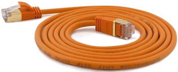 Wantec patchkabel SSTP CAT7 Ste. CAT6a d=4mm 0,25m oranje