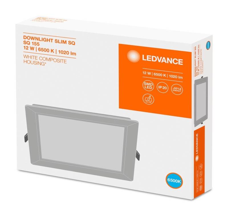 Ledvance LED Downlighter Vierkant | 12W 6500K 1020lm 865 IP20-1