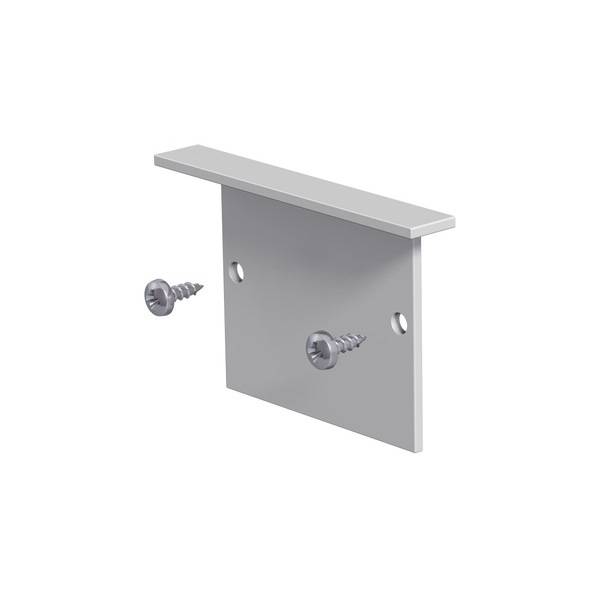 Metalen hoekverbinding met twee meegeleverde schroeven, geschikt voor het verbinden van onderdelen in meubelconstructies of bij technische projecten.