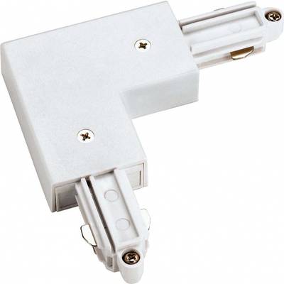 Corner connector for 1-circuit track, surface-mounted, white , outer e