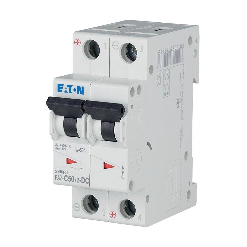EATON ELECTRIC FAZ-C50/2-DC Installatieautomaat; 250VDC; Inom: 50A; Polen: 2; op DIN-rail; 10kA - 1 stuk-1