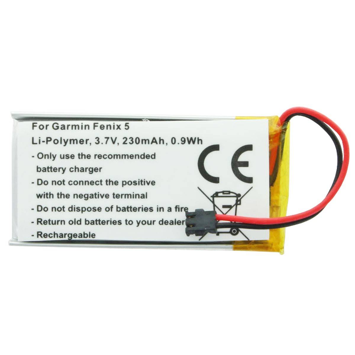 Accu geschikt voor Garmin Fenix 5, Li-Polymer, 3.7V, 230mAh, 0.9Wh-2