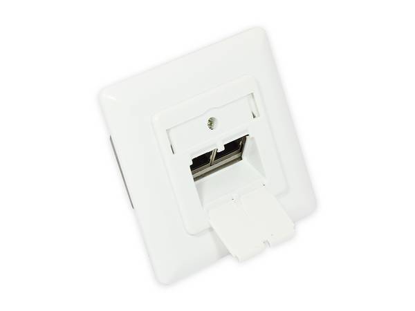 Premium CAT6a Gigabit netwerk inbouw wandcontactdoos met afdekplaat en 2 RJ45 poorten - afgeschermd / wit