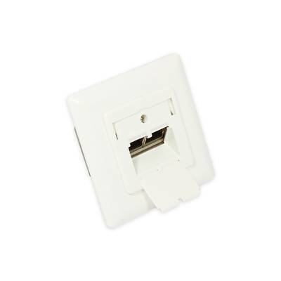Premium CAT6a Gigabit netwerk inbouw wandcontactdoos met afdekplaat en 2 RJ45 poorten - afgeschermd / ivoor-0