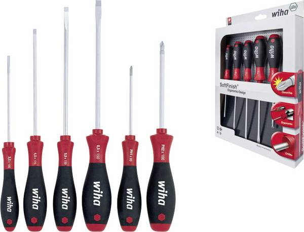 Wiha Wiha 302 ZK6 SO, 606 g, Box Schroevendraaierset Werkplaats 6-delig Plat, Kruiskop Pozidriv