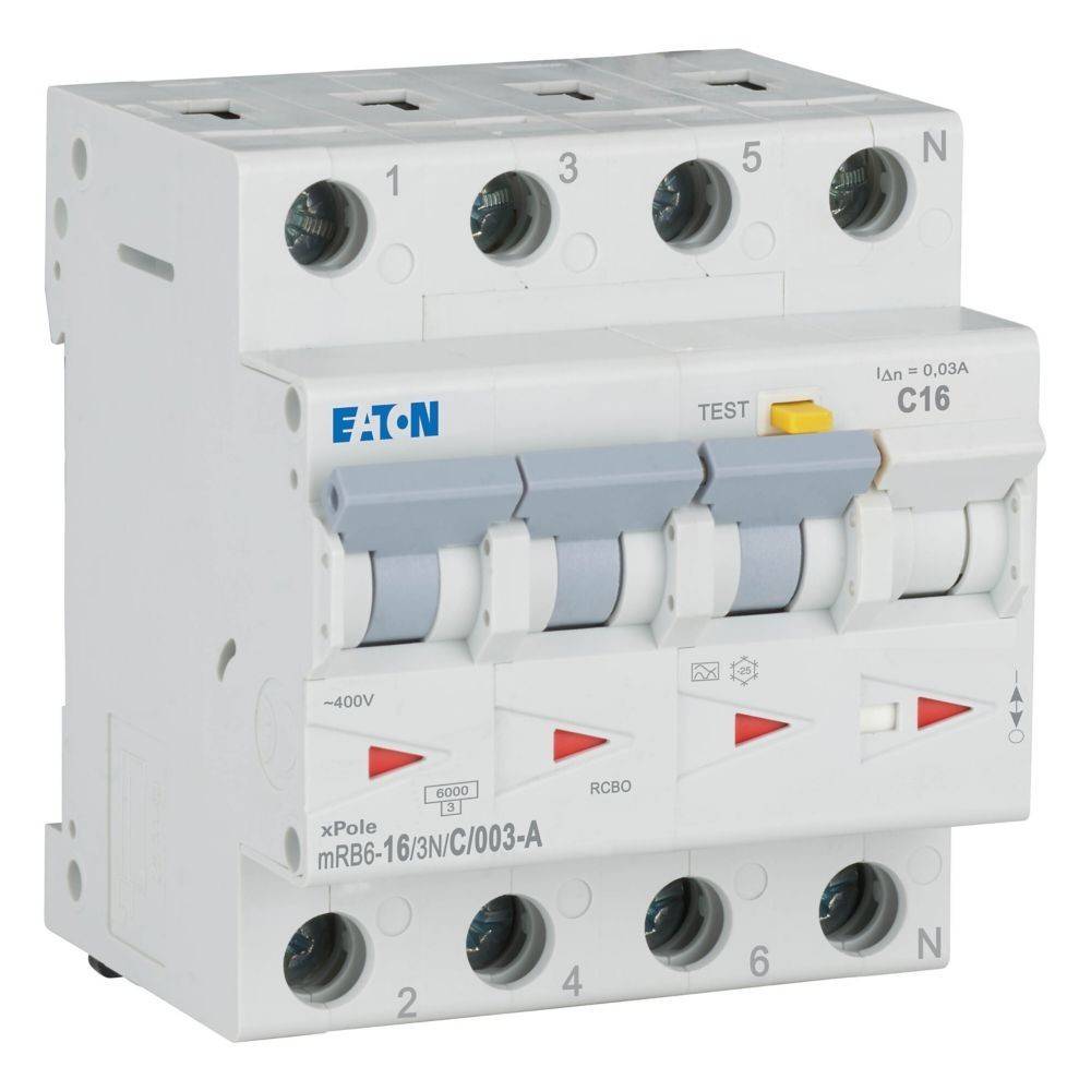 Eaton mRB6 aardlekautomaat 16A 3PN C-Kar 30mA-2