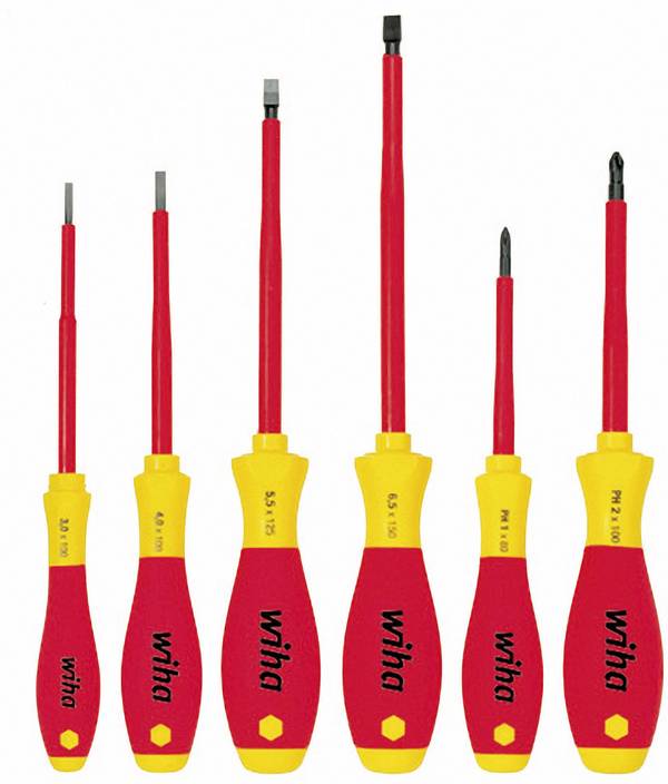 Wiha Wiha SoftFinish electric 320N - Schraubendrehersatz Schroevendraaierset VDE 6-delig Plat, Kruiskop Phillips