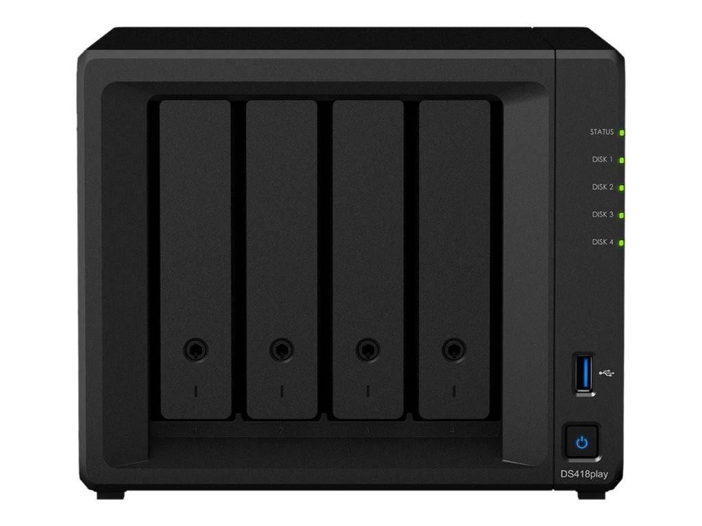 DS418PLAY 4BAY 2 GHZ DC 2X GBE Celeron J3355 2GB DDR3L 4x 2.5/3.5" Gigabit Ethernet-0