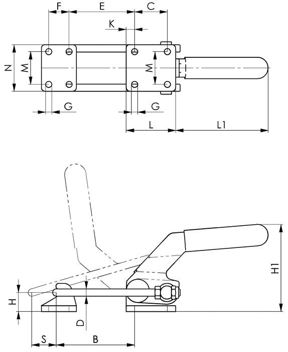 Sluitspanner nr. 6849PH maat 4 horizontaal zwaar AMF-2