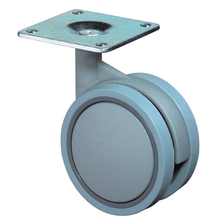 BS Rollen Zwenkwiel Dubbel 60Mm Kunststof Zilvergrijs-1