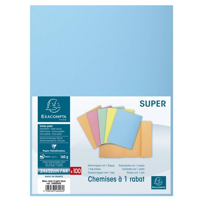 Exacompta 3288583480069 Exacompta - dossiermap Jura 160 pak van 100 stuks lichtblauw-2