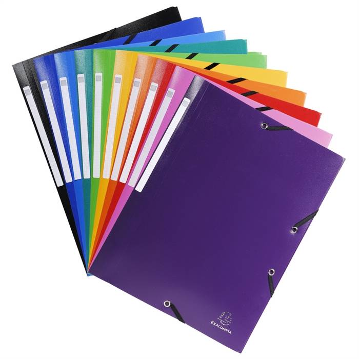 Exacompta 3130630558002 Exacompta - elastomap 10 geassorteerde kleuren: zwart, donkerblauw, lichtblauw, turkoois, gr-0