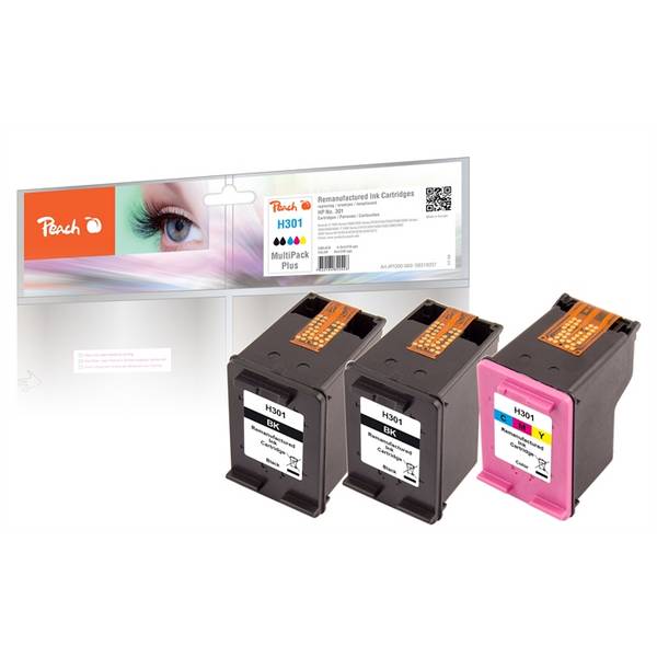 Peach PI300-563 inktcartridge, 3 stuks, compatibel met zwart, cyaan, magenta en geel (normale opbrengst).