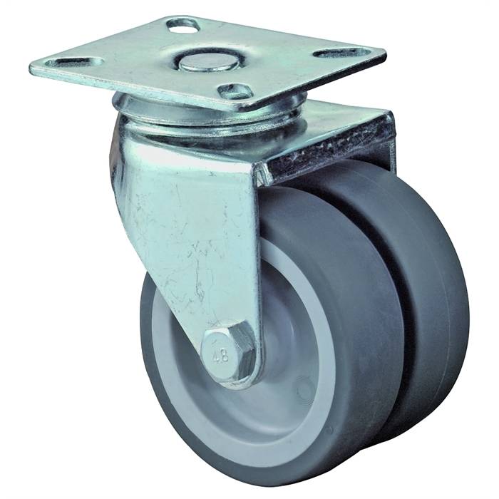 BS Rollen Zwenkwiel Dubbel 50Mm Rubber Grijs-1